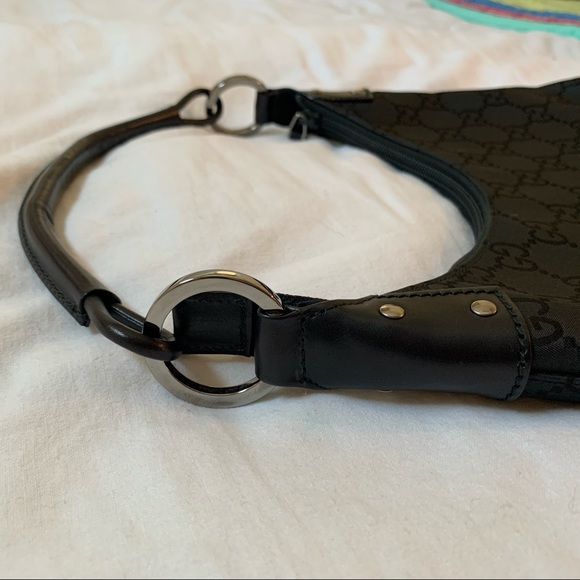 Gucci Shoulder Handbag Black Nylon Zip Top Hobo - Picture 8 of 11